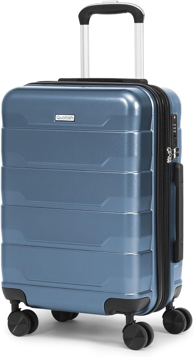 Quatish Checked Luggage 26 inch Large Hard Shell Suitcase with Spinner Wheels, Expandable Durable Luggage with TSA Lock, Smooth Rolling Wheel for Lightweight Travel for Men Women, IceBlue