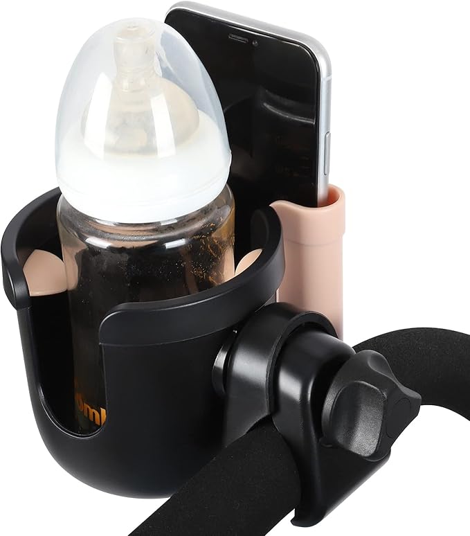 Accmor Stroller Cup Holder with Phone Holder, Bike Cup Holder, Universal Cup Holder for Uppababy Nuna Doona Strollers, 2-in-1 Cup Phone Holder for Stroller Bike Wheelchair Walker Accessory