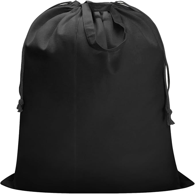 Canvas Laundry Bag 40"W x 35"H, Thick Canvas Laundry Bag with Handles & Drawstring, Extra Large Heavy Duty Washable Storage Sack (XXL, Black)