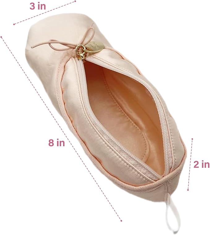 Ballet Dance Shoe Makeup Bag For Little Girls, Ballerina Slipper Makeup Pouch Bag, Ballet Pointe Shoes Gifts (Pink)