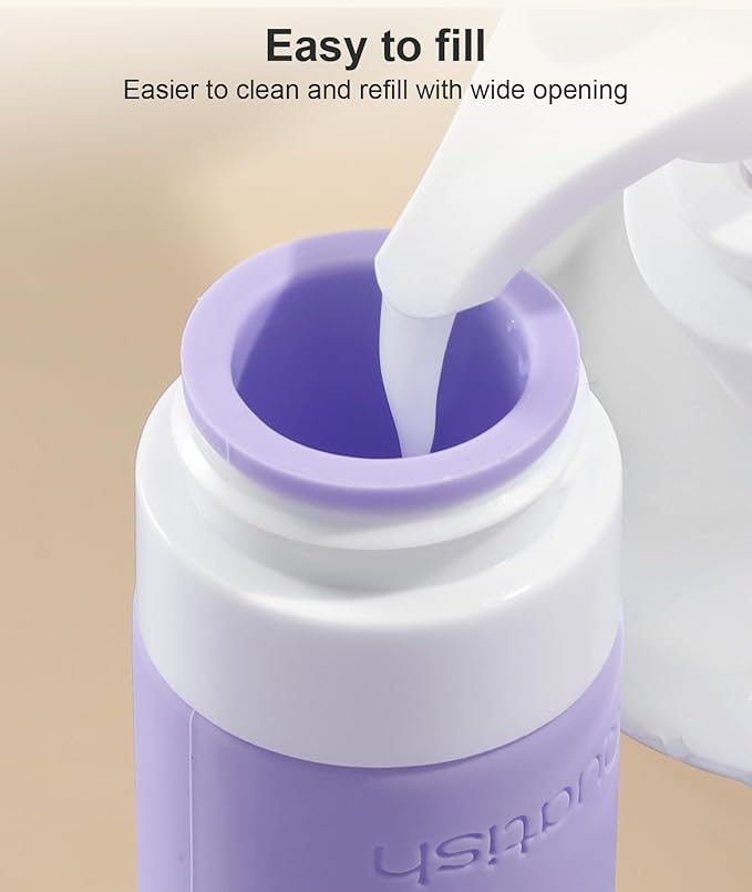 Quatish Travel Bottles for Toiletries 6 Pack, Original Patented Leakproof 3 oz Tsa Approved Travel Size Containers, BPA Free Silicone Shampoo and Conditioner Bottles, Cruise Camping Essentials, Purple