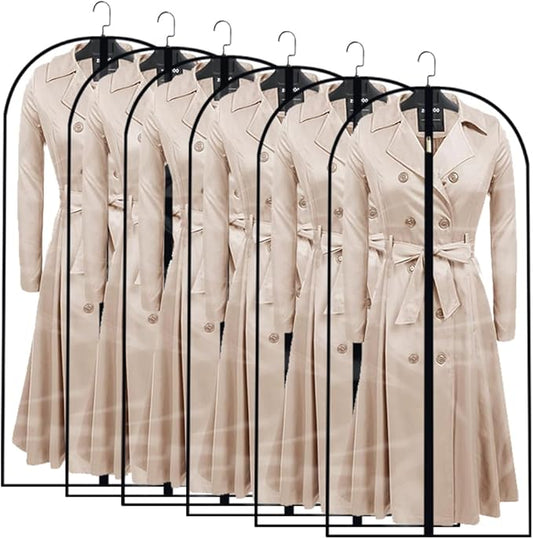 Clear Garment Bags for Hanging Clothes Travel (24'' x 54'' Set of 6) Clothes Storage Bags Closet Cover for Open Closet with Zipper for Suit, Sweaters Travel Laundry Wardrobe Closet Garment Dust Cover