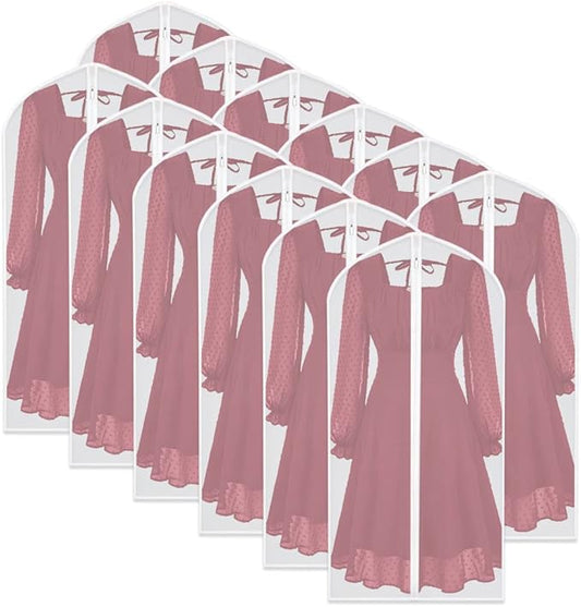 Garment Bags for Hanging Clothes (Set of 12) Travel Garment Bag with Zip Clothes Garmet Bag Shirt Suit Travel Bags for Men Closet Cover for Open Closet Storage (White 24'' x 48'')