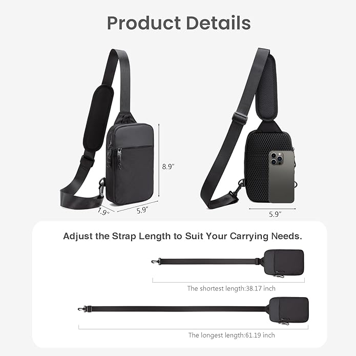 higouta Mini Sling Bag for Men Women, RFID Blocking Crossbody Backpack Casual Utility Chest Phone Bag for Travel Workout