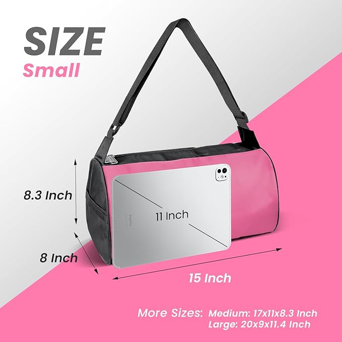 C&F BOGMOST Small Travel Duffel Bag Foldable Waterproof Gym Bag for Gym Beach Swim Bags Men Women Duffle Bag Lightweight Oxford Cloth Sports Bags-Pink