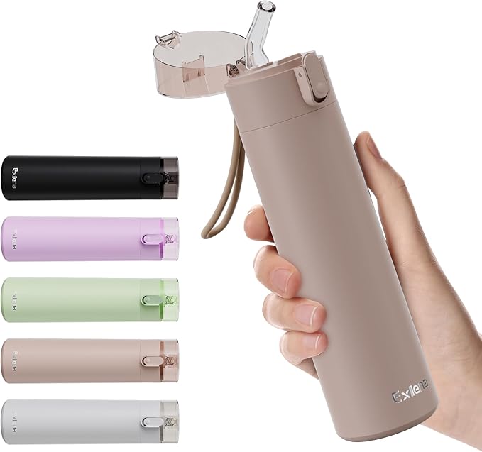 9oz Small Water Bottles with Straw, Mini Water Bottle with One-Hand Open Design, Leak-Proof Locking Lid for Hot&Cold Drinks, Small Travel Water Bottle - 100% Leakproof for School, Travel...(Mocha)