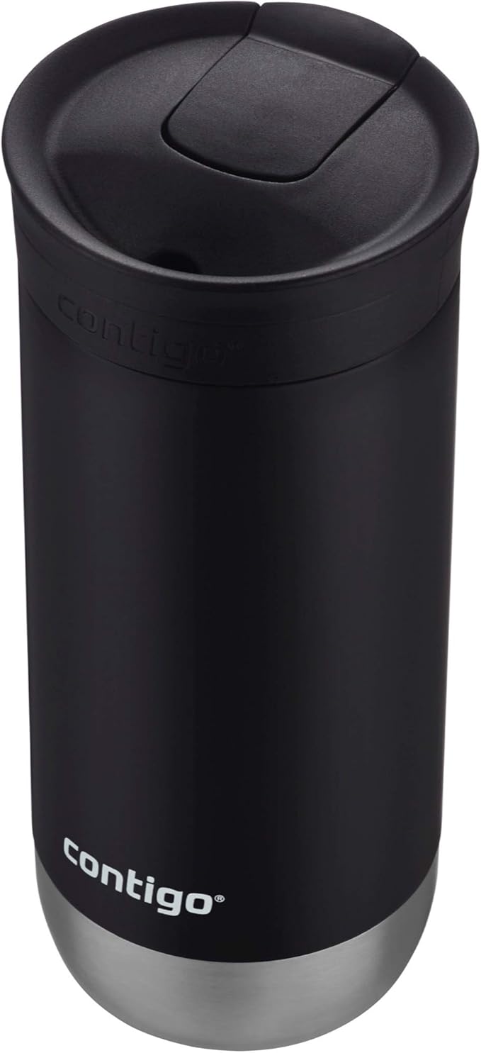 Contigo Huron Vacuum-Insulated Stainless Steel Travel Mug,16oz Licorice - Leak-Proof Lid for Hot/Cold Beverages,Fits Most Cup Holdersand Brewers,(Pack of 4)