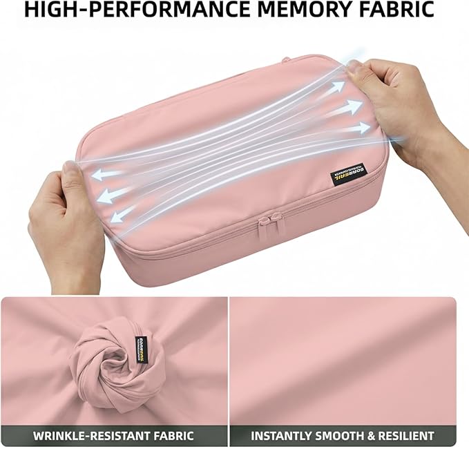 4 Piece Compression Packing Cubes for 3–7 Day Travel, Lightweight Travel Organizers with Breathable Mesh, Double-Zipper Packing Cubes for Carry-On & Suitcases (Dusty Pink)