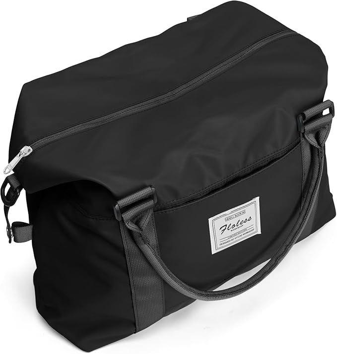 Weekender Duffel Bags for Women Men, Travel Totes Bag for Airplane, Cute Sports Gym Dance Overnight Luggage Bag with Wet Pocket, Carry On Hospital Bag for Labor and Delivery (Large Black)