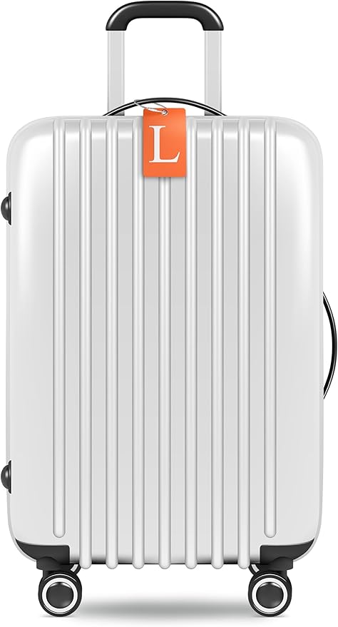 Shacke Luggage Tag Initial – Fully Bendable Tag w/Stainless Steel Loop - Orange (Letter L)