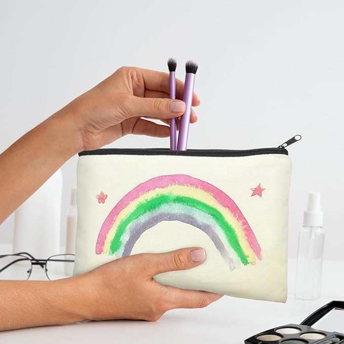 ZeeDix Canvas Pouch- Multi-purpose Cosmetic Bag with Zipper, DIY Craft Canvas Zipper Pouch Blank Makeup Bags Bulk Travel Toiletry Bag for Storage (8.3 x 5 inches)