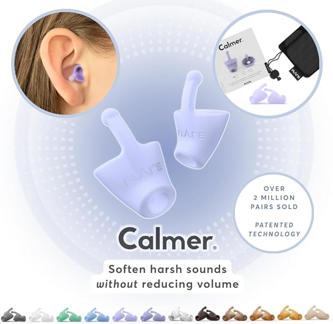 Flare Audio Calmer – Earplugs Alternative for Sound Sensitivity | Reduces Stress from Everyday Noise | No Muffling | Soft Reusable Silicone | Soft Purple | 1 Pair (Pack of 1)