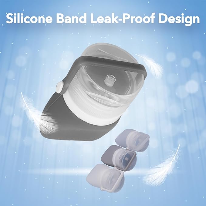 1oz Silicone Travel Bottles for Toiletries (4-Pack), TSA Approved Leakproof Toiletry Bottles with Locking Lid, Refillable Travel Size Containers for Shampoo, Body Wash, Camping & Trips (Grey White)