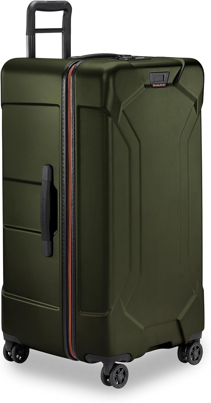 Briggs & Riley 32" Extra Large Trunk Spinner - Checked Luggage for Travel, Suitcases with Wheels, Hardside Rolling Bag for Men & Women, Self-Repairing Zipper - Torq Collection, Hunter Green