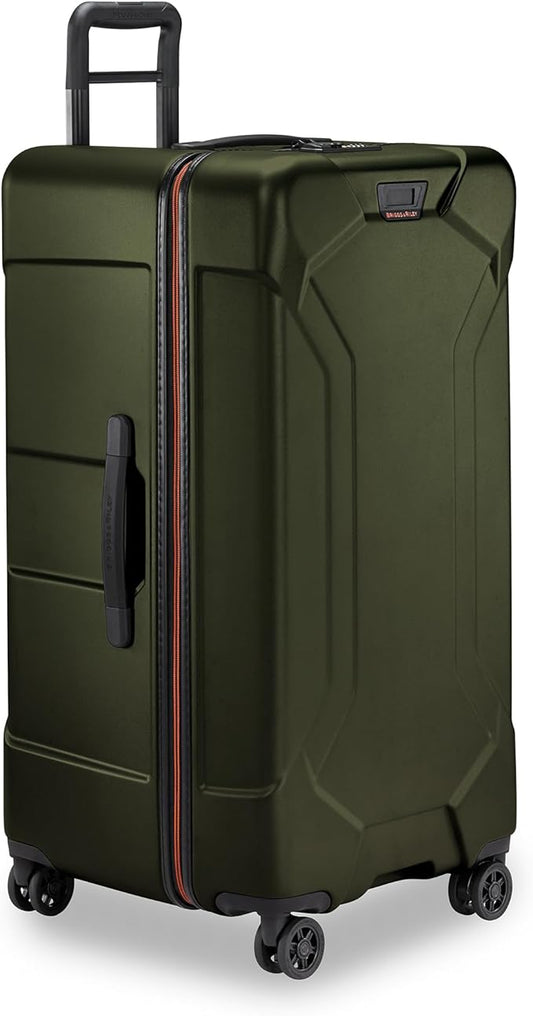 Briggs & Riley 32" Extra Large Trunk Spinner - Checked Luggage for Travel, Suitcases with Wheels, Hardside Rolling Bag for Men & Women, Self-Repairing Zipper - Torq Collection, Hunter Green