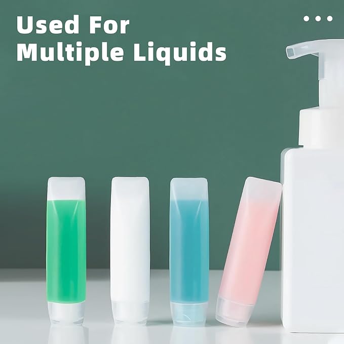 6 Pcs 1 oz Travel Size Toiletries Refillable Travel Bottles, Squeeze Travel Toiletry Bottles with Labels for Toiletry Makeup Travel Containers