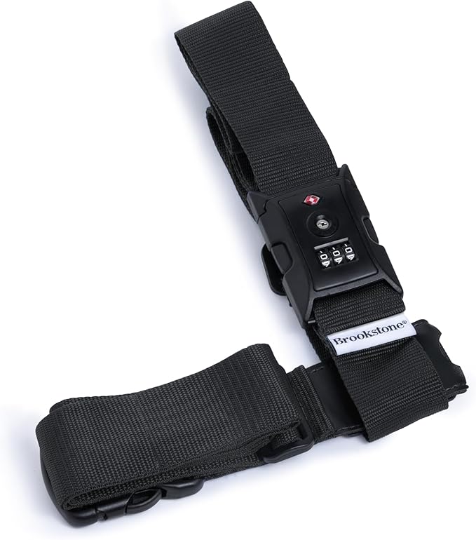 Brookstone Luggage Strap - 2-in-1 TSA-Approved Expandable Luggage Straps for Suitcases with Keyless 3-Digit Combination Lock, Size One Size, Black