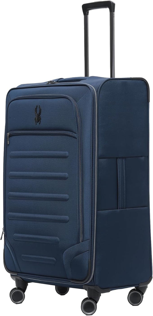 Spyder Pivot 30 Inch Expandable Softside Spinner Checked Luggage with 360° Spinner Wheels (True Navy, Large Checked)