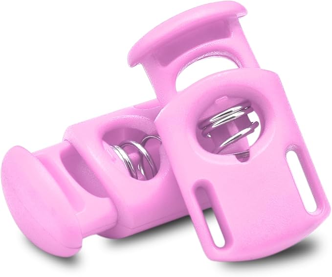 CooBigo 10 Pack Plastic Spring Cord Locks for Drawstring Paracord, Cord Stopper Toggle Clasps for Sweatpants Hoodie Gloves Hats String Clip Elastic Shoeslace String Lock BabyPink