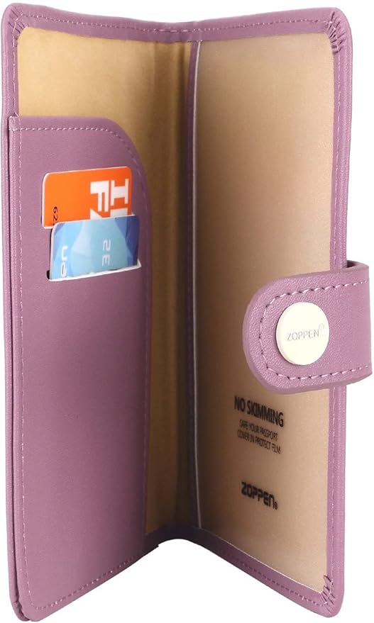 ZOPPEN Passport Holder Women, Passport Cover Travel Wallet Rfid Blocking Passport Wallet Cover Case Travel Essentials Document Organizer, Elegant Purple