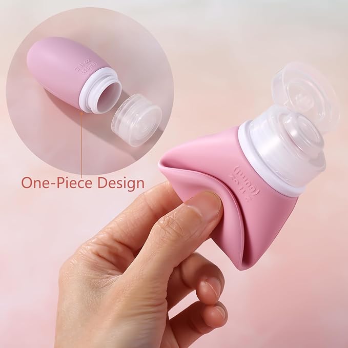 Leak Proof Silicone Travel Bottles,4 Pack 2oz Liquid Squeezable Refillable Portable Accessories/Cosmetic Containers,BPA Free,Travel Size Bottles for Toiletries Shampoo Conditioner Lotion