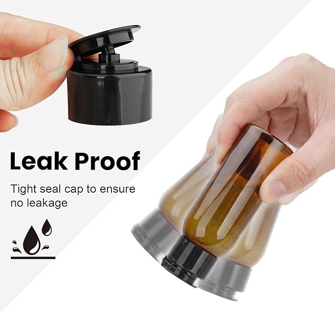 6 Pack 3.4oz Travel Bottles for Toiletries Leak Proof Travel Size Toiletries Wide Mouth Containers TSA Approved Squeeze Bottles with Flip Cap for Shampoo Conditioner Body Wash Lotion(Brown)
