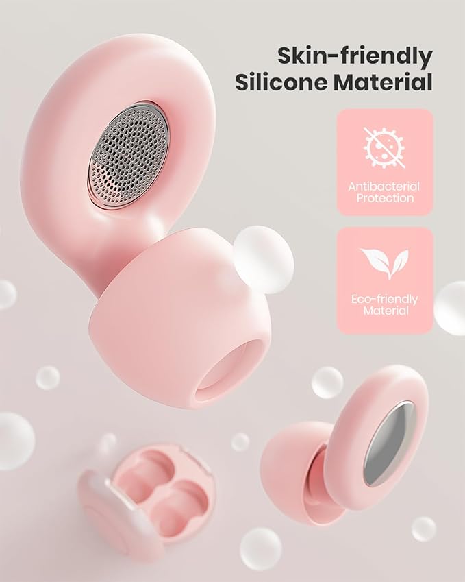 Ear Plugs for Sleeping Noise Cancelling, Reusable Silicone Ear Plugs for Noise Reduction with 8 Ear Tips, Earplugs for Sleep, Concerts, Travel, Snoring (Pink, One Size)