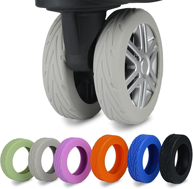 Upgrade Luggage Wheel Covers, 8pcs Suitcases Wheel Protector,Wear-Resistant, Anti-Noise, Silicone Protectors For 2-2.4"Luggage Spinner,Accessories for Travel (Gray)