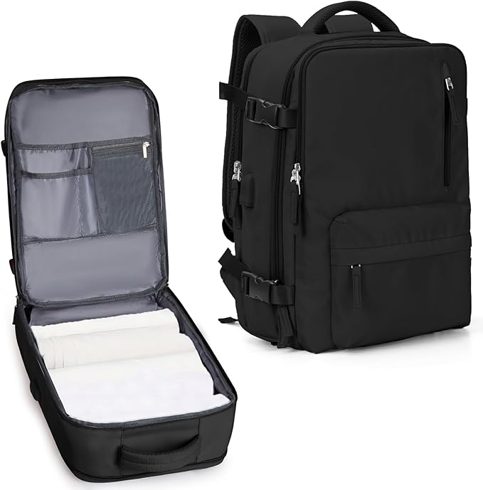 Carry On Backpack for Women, Large Travel Backpack Flight Approved, Waterproof 14 Inch Laptop Backpack Business Work Backpacks Men Mochila De Viaje, Black