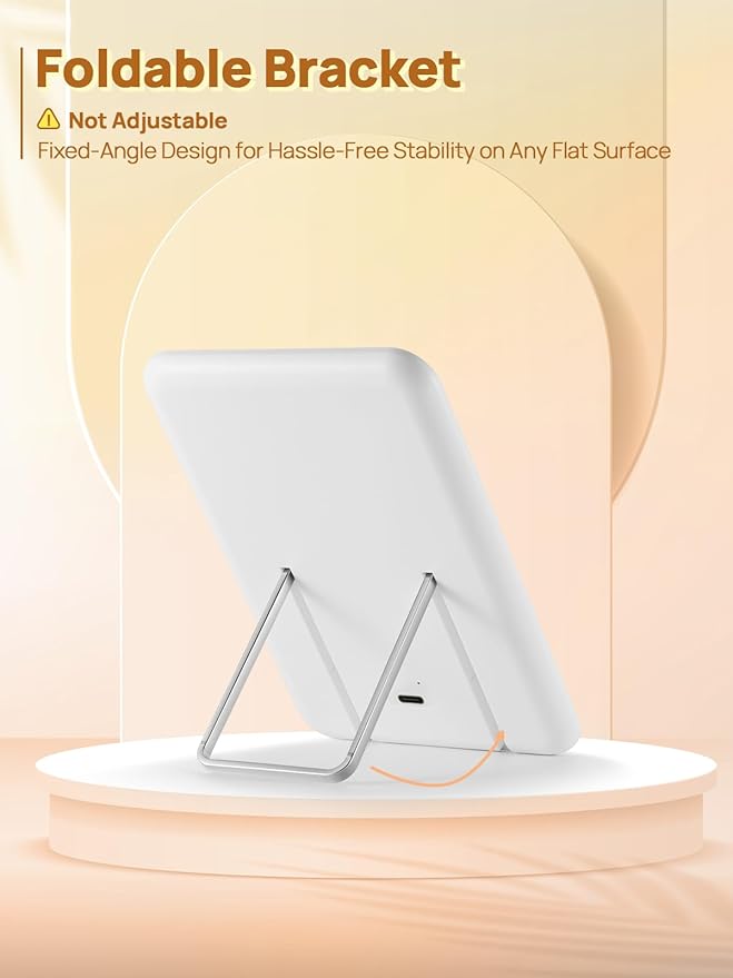 OMIRO Lighted Travel Makeup Mirror, 8 x 5 inches Desk Mirror with Foldable Stand and 3 Lighting Modes for Shaving and Travelling, White