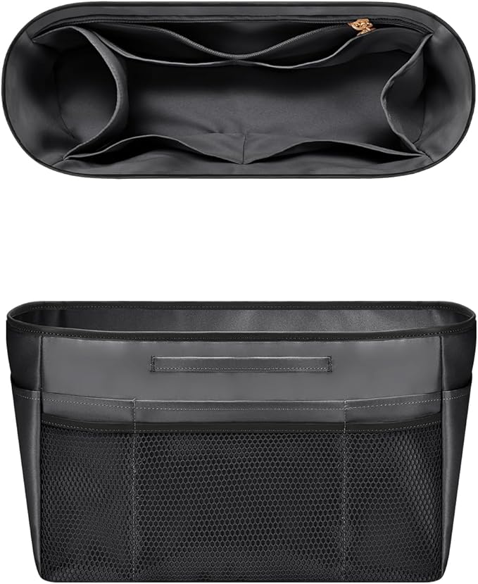 GIVLEFLY Medium Purse Organizer Insert for Tote Bag, Lightweight Handbag Organizer with Multiple Pockets, Structured Bag Insert for Women,Dark Grey