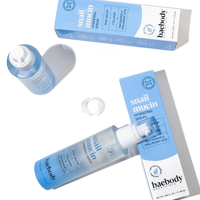 Baebody Snail Mucin Serum Moisturizer - Hydrating Serum for Face with Collagen - Snail Mucin Moisturizer for Youthful Skin - Korean Skin Care Inspired, Skincare Beauty Products for Women (3.38 fl oz)