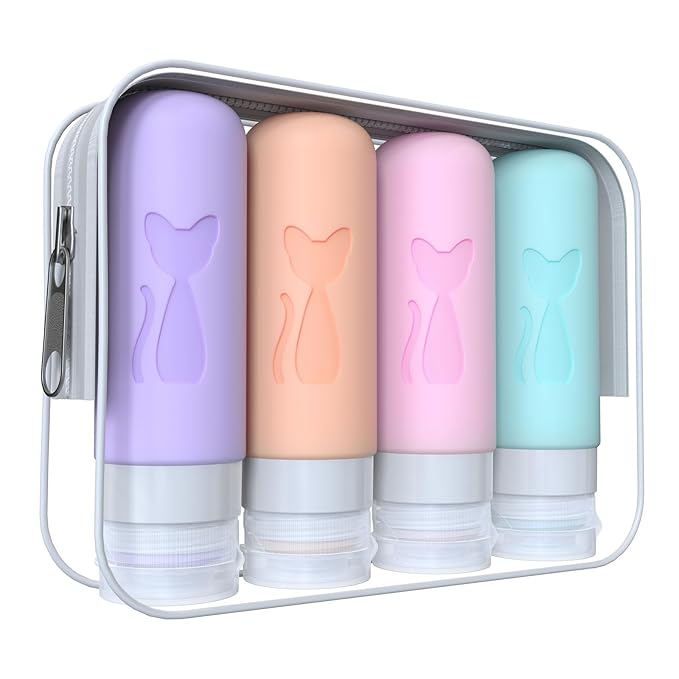 TSA Approved 3oz Leakproof Travel Bottles for Toiletries, Refillable Containers for Shampoo Conditioner Lotion Body Wash(Multicolored C)
