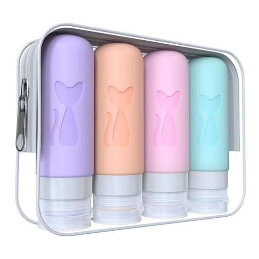 TSA Approved 3oz Leakproof Travel Bottles for Toiletries, Refillable Containers for Shampoo Conditioner Lotion Body Wash(Multicolored C)