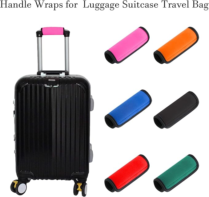 2 Pack Luggage Handle Wraps for Suitcase, Bright Color Comfort Soft Handle Covers (Pink)