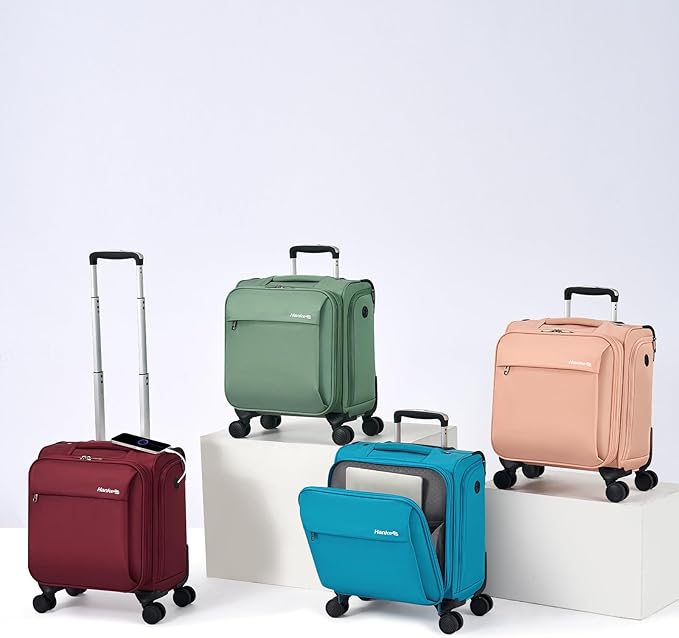 Hanke 16 Inch Underseat Carry On Luggage with Wheels Small Suitcase Softside Luggage Bags for Travel Lightweight Suitcases with Wheels Travel Luggage Personal Item for Men and Women(Burgundy)
