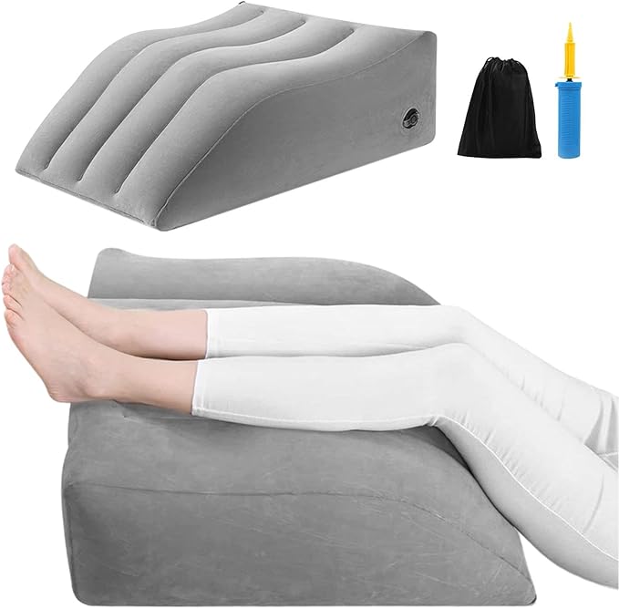 Leg Elevation- Pillows for After Surgery, Inflatable Wedge Pillows for Sleeping, Swelling, Circulation, Bolster Pillow Pain Reliefs for Legs Back for Pregnant, Surgery and Injury(grey,Size:as shown)