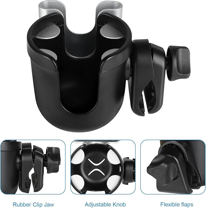 Accmor Stroller Cup Holder with Phone Holder, Bike Cup Holder, Universal Cup Holder for Uppababy Nuna Doona Strollers, 2-in-1 Cup Phone Holder for Stroller Bike Wheelchair Walker Accessory