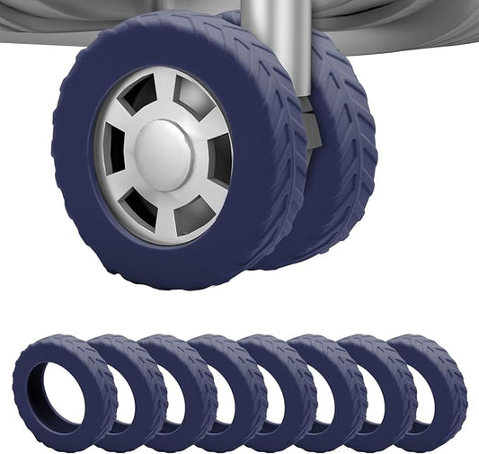 8Pcs Luggage Wheel Covers,Silicone Suitcase Cover for 2-2.4'' Spinner Wheel, Carry On Luggage Wheels Protector,Upgrade Suitcase Wheels Protective,Essential Travel Accessories (Dark Blue-L)