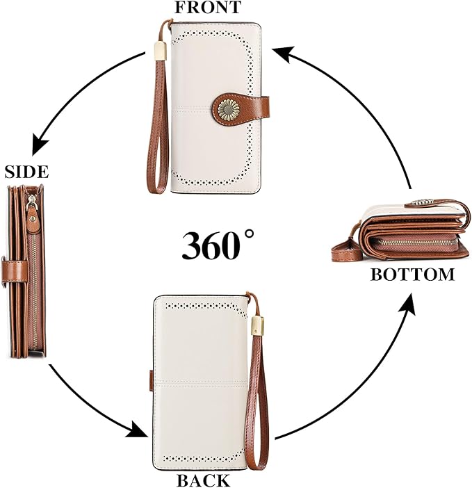 SENDEFN Wallets for Women Leather Credit Card Holder with RFID Blocking Large Capacity Wristlet | with RFID Blocking, Large Capacity, Wristlet, with RFID Blocking, Large Capacity, Wristlet