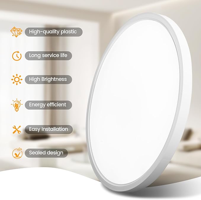 TALOYA Flush Mount Ceiling Light,12 Inch-4 Pack,20W,5000K Daylight | LED Ceiling Light for Bedroom, Living Room, Kitchen, Laundry and Hallway,110-240V Compatible,White