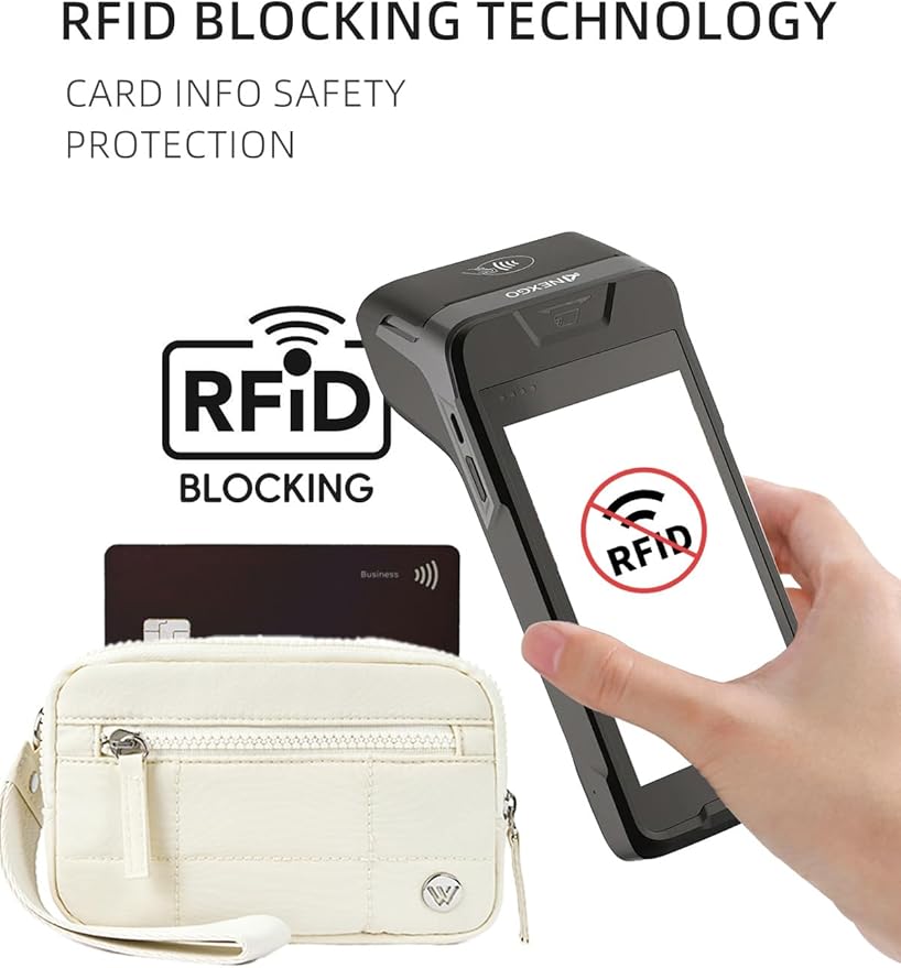 WESTBRONCO Wristlet Wallets for Women – RFID Blocking Quilted Nylon Phone Wallet, Card Holder Purse for Travel & Everyday Use