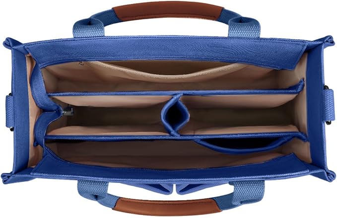 FIORETTO Canvas Tote Bag for Women with Zipper Closure & Individual Compartments for Work College for Teacher & Nurse