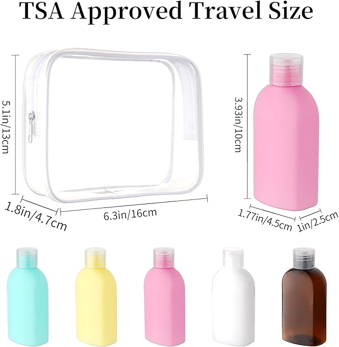 Cosywell 5 Pack 3.4oz Travel Bottles for Toiletries Shampoo and Conditioner Bottles TSA Approved Travel Size Containers Leak Proof Squeeze Bottle for Shampoo Conditioner Lotion(5colors)