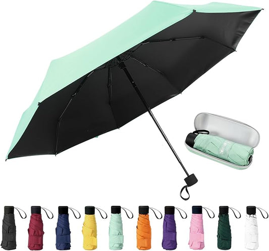 GAOYAING Compact Travel Umbrella with Case Sun&Rain Lightweight Small and Compact Suit for Pocket
