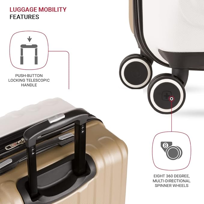 SwissGear Duet Expandable Luggage, Hard Shell Large Luggage with Spinner Wheels
