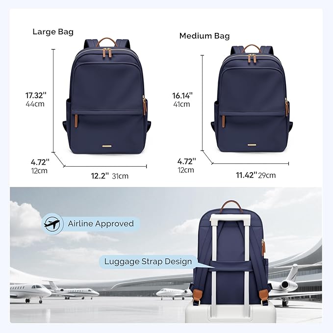 GOLF SUPAGS Women Laptop Backpack Casual Daypack for Work Travel College Backpack Purse Fits 14 Inch Notebook (Navy Blue)