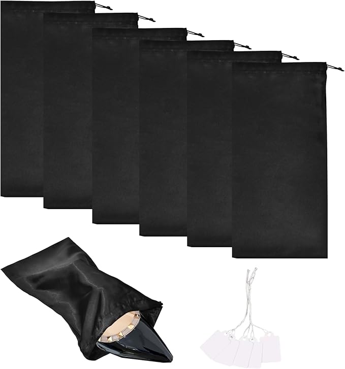 Shoe Dust Bags - 6 Pack Shoe Bags for Travel Satin Fabric Shoe Bag with Drawstring for Men Women Travel Protecting Storing Shoes