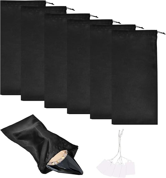 Shoe Dust Bags - 6 Pack Shoe Bags for Travel Satin Fabric Shoe Bag with Drawstring for Men Women Travel Protecting Storing Shoes