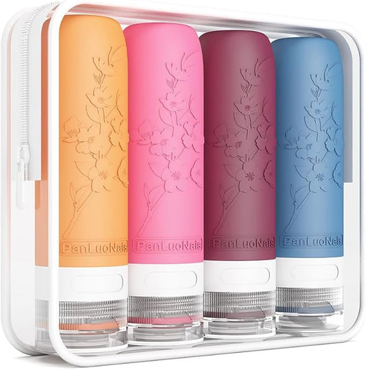 TSA Approved Silicone Travel Bottles Set, Leak-Proof Containers for Toiletries, Travel Size Essentials for Airplane & Vacation (Rose)